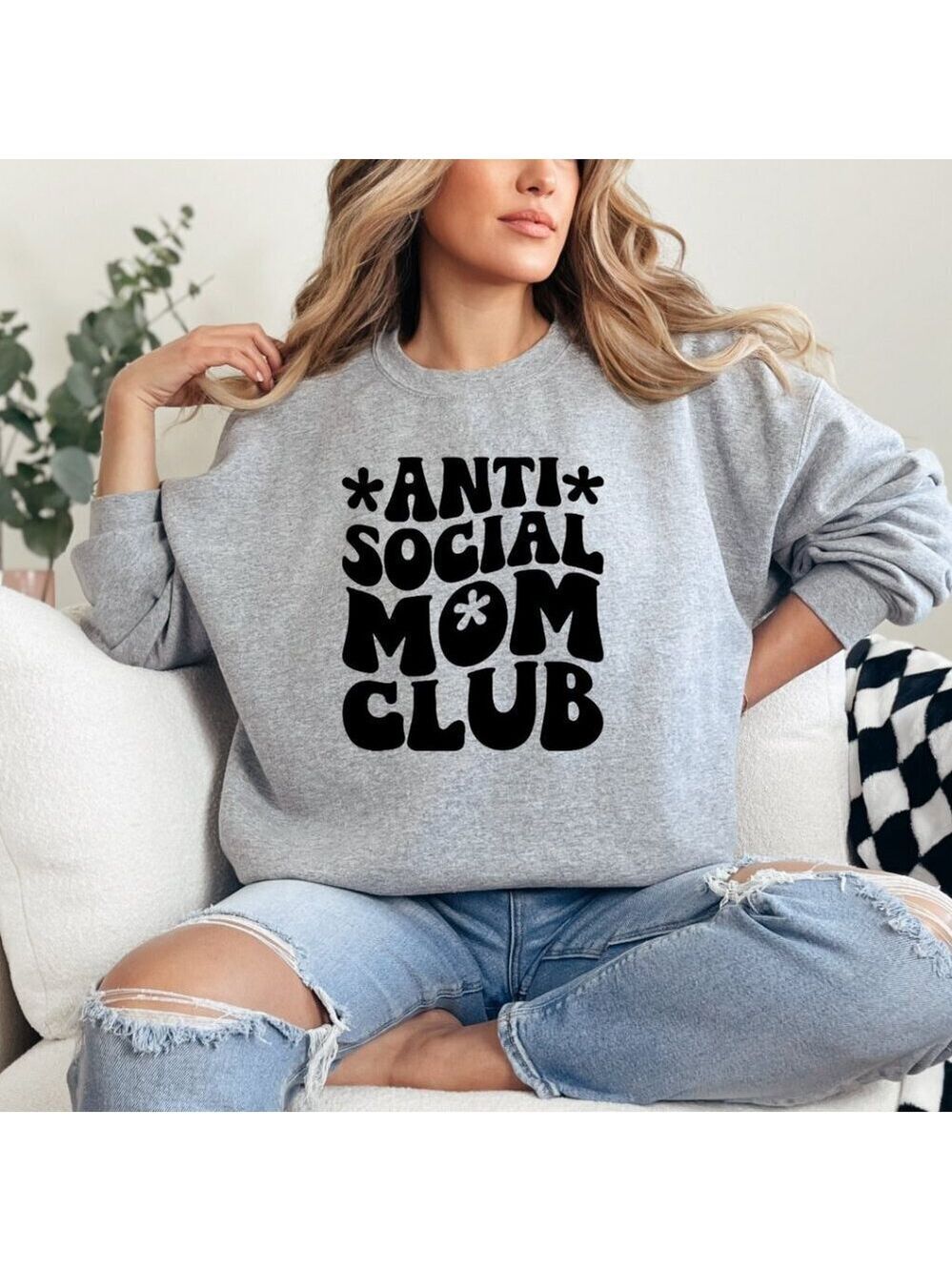 Anti Social Mom Club custom crewneck Sweatshirt sweater Handcrafted